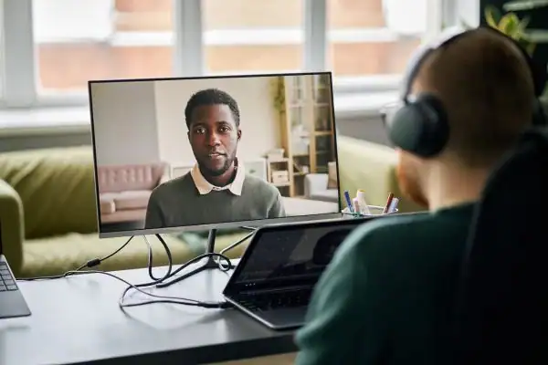 Man attending online mediation Winchester MIAMS session